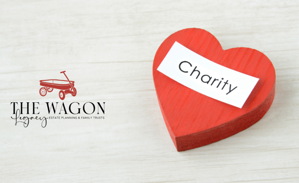 Charity written on heart graphic